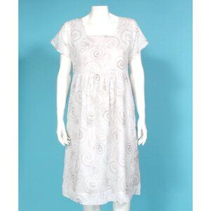GUDRUN SJODEN Gray Swirl Cotton Short Sleeve Shift Dress sz Small /463